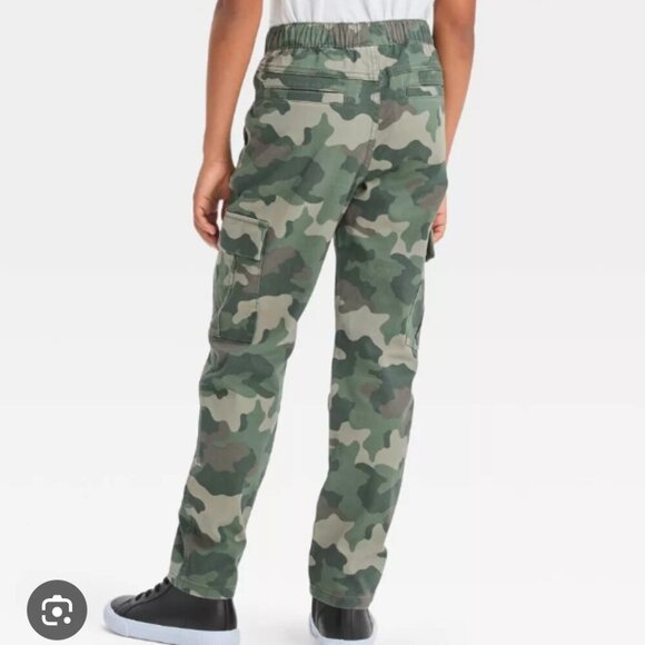 Cat & Jack Boy's Size 16 Green Camo Tapered Cargo Pants - Picture 2 of 14